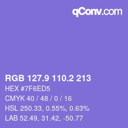 カラーコード: RGB 127.9 110.2 213 | qconv.com
