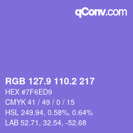 カラーコード: RGB 127.9 110.2 217 | qconv.com
