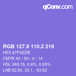 カラーコード: RGB 127.9 110.2 219 | qconv.com