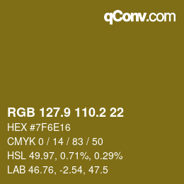 カラーコード: RGB 127.9 110.2 22 | qconv.com