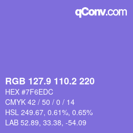 カラーコード: RGB 127.9 110.2 220 | qconv.com