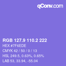 カラーコード: RGB 127.9 110.2 222 | qconv.com