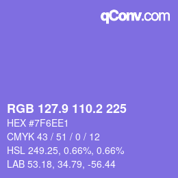 カラーコード: RGB 127.9 110.2 225 | qconv.com