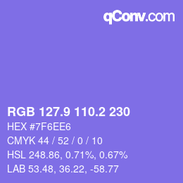 カラーコード: RGB 127.9 110.2 230 | qconv.com