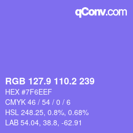 カラーコード: RGB 127.9 110.2 239 | qconv.com