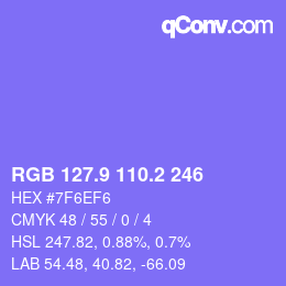 カラーコード: RGB 127.9 110.2 246 | qconv.com