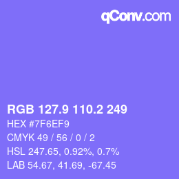 カラーコード: RGB 127.9 110.2 249 | qconv.com