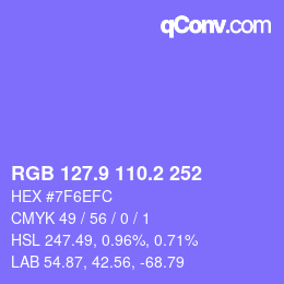 カラーコード: RGB 127.9 110.2 252 | qconv.com