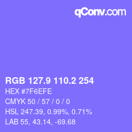 カラーコード: RGB 127.9 110.2 254 | qconv.com