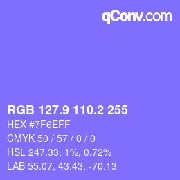 カラーコード: RGB 127.9 110.2 255 | qconv.com