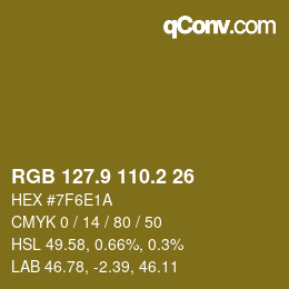 カラーコード: RGB 127.9 110.2 26 | qconv.com