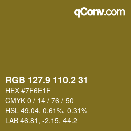 Color code: RGB 127.9 110.2 31 | qconv.com