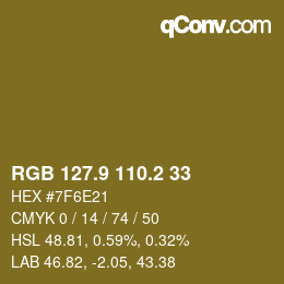 Farbcode: RGB 127.9 110.2 33 | qconv.com