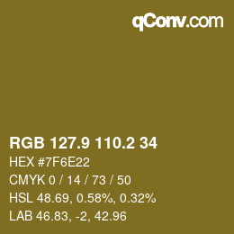 Color code: RGB 127.9 110.2 34 | qconv.com