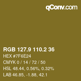 カラーコード: RGB 127.9 110.2 36 | qconv.com