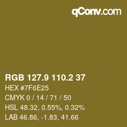 Color code: RGB 127.9 110.2 37 | qconv.com