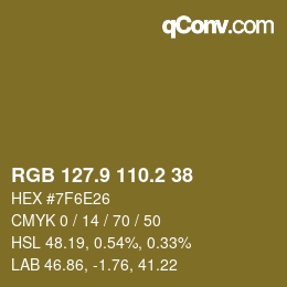 カラーコード: RGB 127.9 110.2 38 | qconv.com
