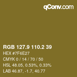 Color code: RGB 127.9 110.2 39 | qconv.com