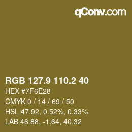カラーコード: RGB 127.9 110.2 40 | qconv.com