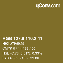 Color code: RGB 127.9 110.2 41 | qconv.com