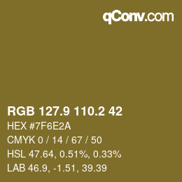 Color code: RGB 127.9 110.2 42 | qconv.com