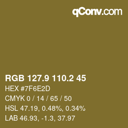 カラーコード: RGB 127.9 110.2 45 | qconv.com