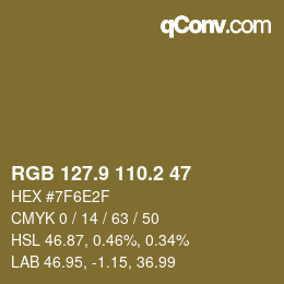 Color code: RGB 127.9 110.2 47 | qconv.com