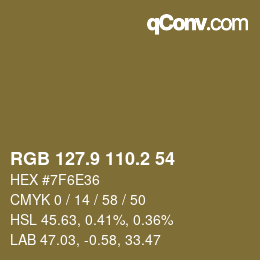 Color code: RGB 127.9 110.2 54 | qconv.com