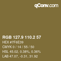 Color code: RGB 127.9 110.2 57 | qconv.com