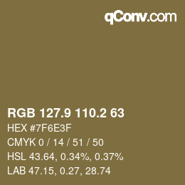 Color code: RGB 127.9 110.2 63 | qconv.com