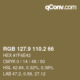 Color code: RGB 127.9 110.2 66 | qconv.com