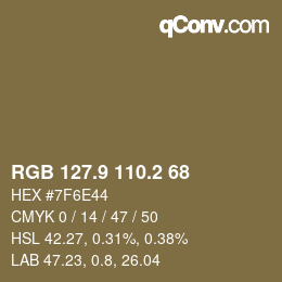 Color code: RGB 127.9 110.2 68 | qconv.com