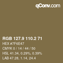 Color code: RGB 127.9 110.2 71 | qconv.com