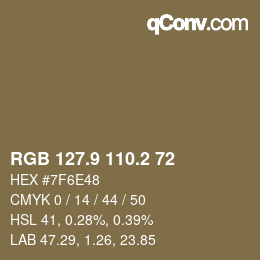 Farbcode: RGB 127.9 110.2 72 | qconv.com