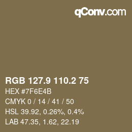 Color code: RGB 127.9 110.2 75 | qconv.com