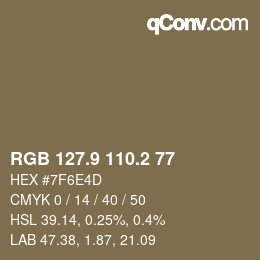 Color code: RGB 127.9 110.2 77 | qconv.com