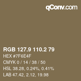 Color code: RGB 127.9 110.2 79 | qconv.com