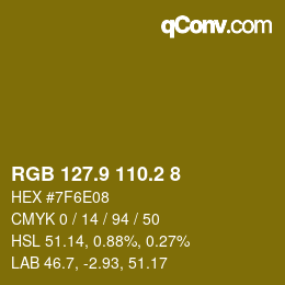 カラーコード: RGB 127.9 110.2 8 | qconv.com