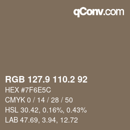 Farbcode: RGB 127.9 110.2 92 | qconv.com