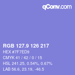 カラーコード: RGB 127.9 126 217 | qconv.com