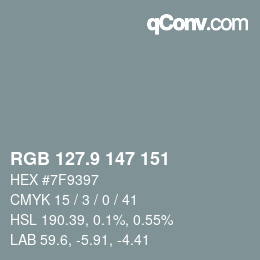 Color code: RGB 127.9 147 151 | qconv.com