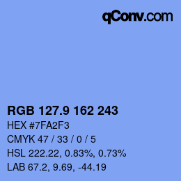 カラーコード: RGB 127.9 162 243 | qconv.com
