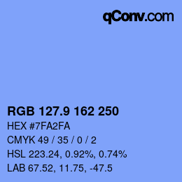 カラーコード: RGB 127.9 162 250 | qconv.com
