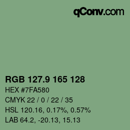 カラーコード: RGB 127.9 165 128 | qconv.com