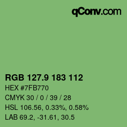 カラーコード: RGB 127.9 183 112 | qconv.com