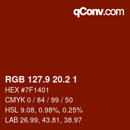 Color code: RGB 127.9 20.2 1 | qconv.com