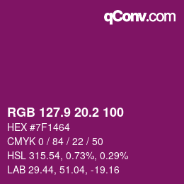 カラーコード: RGB 127.9 20.2 100 | qconv.com