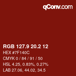 カラーコード: RGB 127.9 20.2 12 | qconv.com