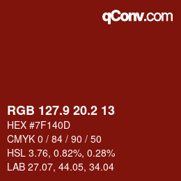 カラーコード: RGB 127.9 20.2 13 | qconv.com