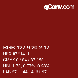 カラーコード: RGB 127.9 20.2 17 | qconv.com